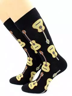 Стильные носки с принтом "Гитары" черного цвета Hobby Line 45916